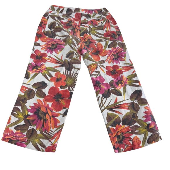 Chico's Women's Tropical Floral Print Linen Blend Cropped Pants, Size 1 /US M - Picture 2 of 10